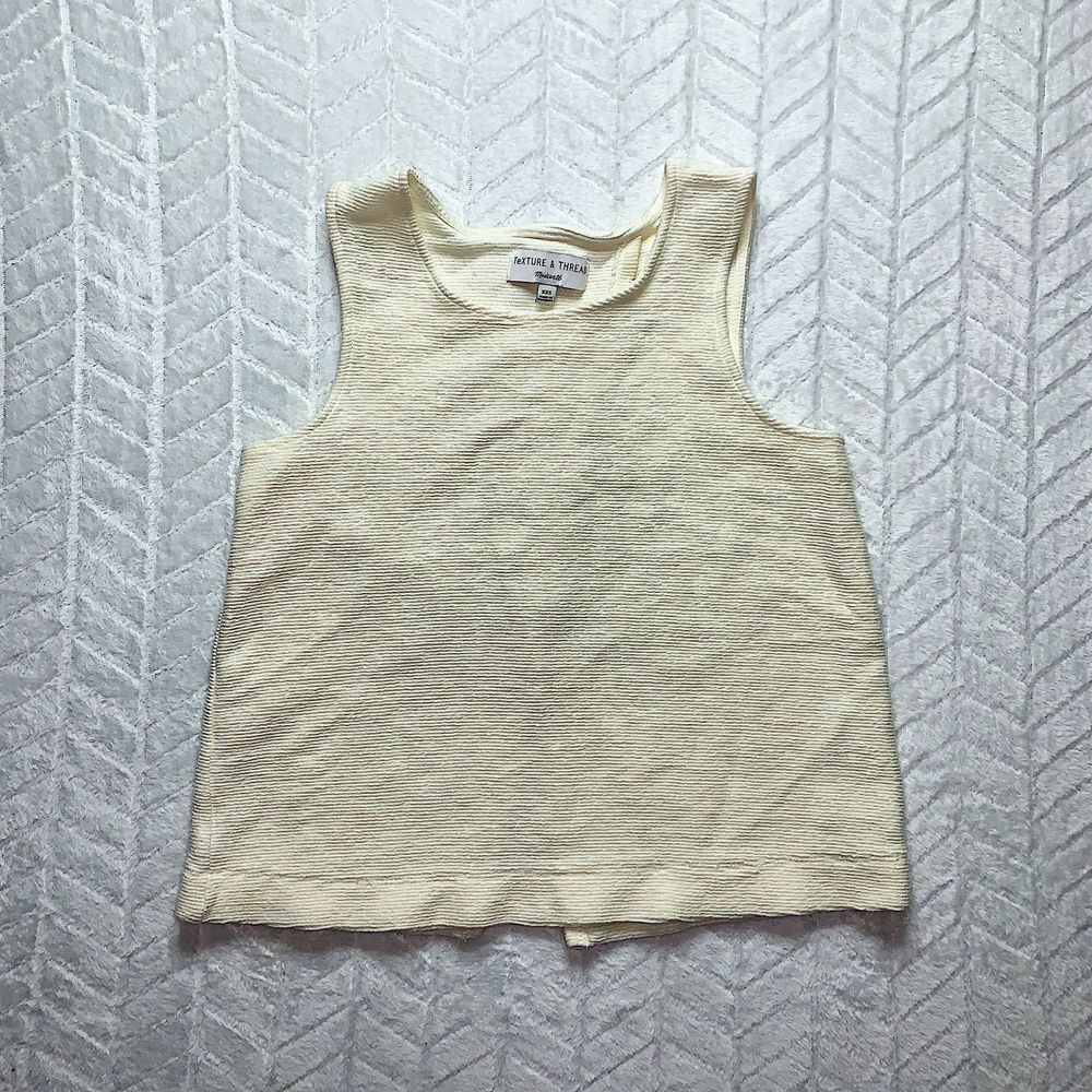 Madewell Texture & Thread Tank Top 100% Cotton Knitted Line Slit Back Top XXS